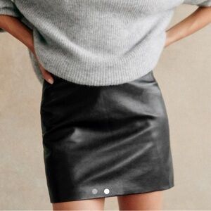 Sezane size 42, like new, Black Leather Mini Skirt